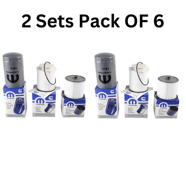Two six-piece fuel and oil filter service sets for 2019–2024 Ram 6.7L Cummins
