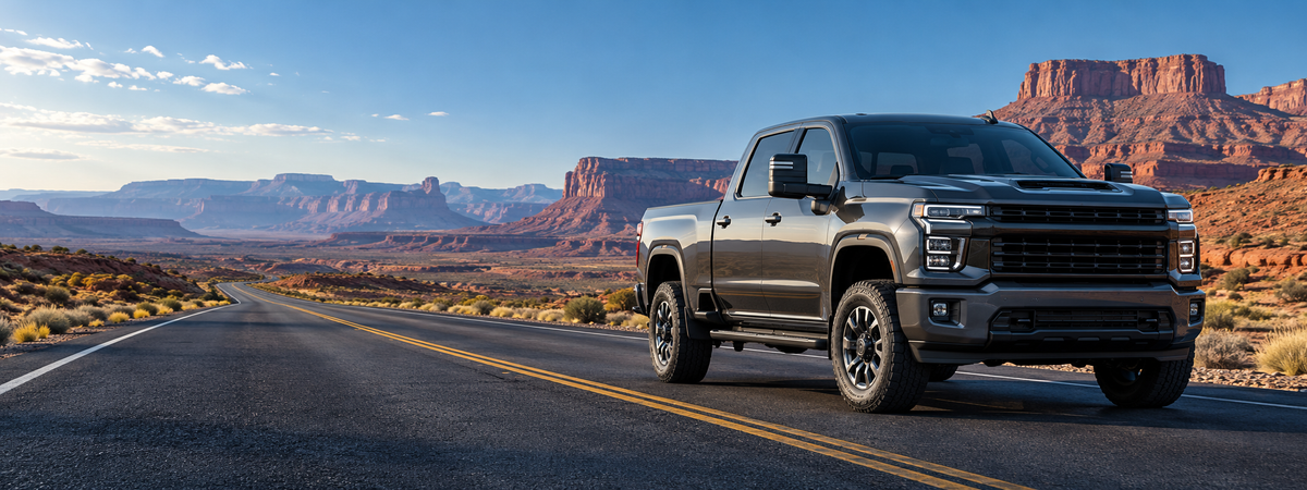 Heavy duty truck on a desert highway